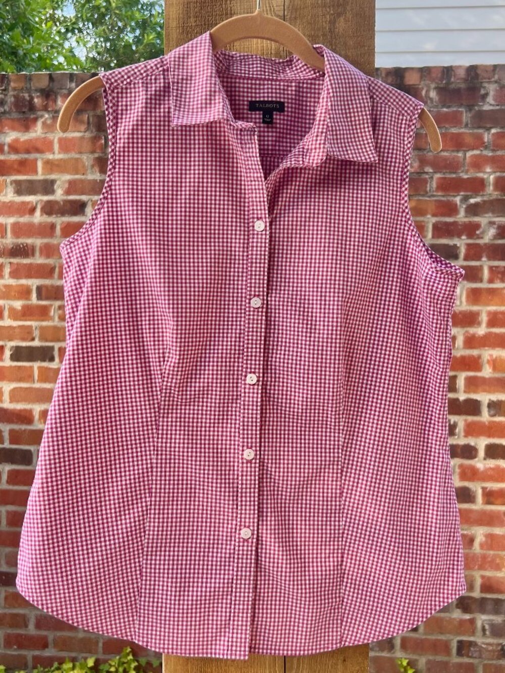 Talbots Sleeveless Gingham Top Size 12*